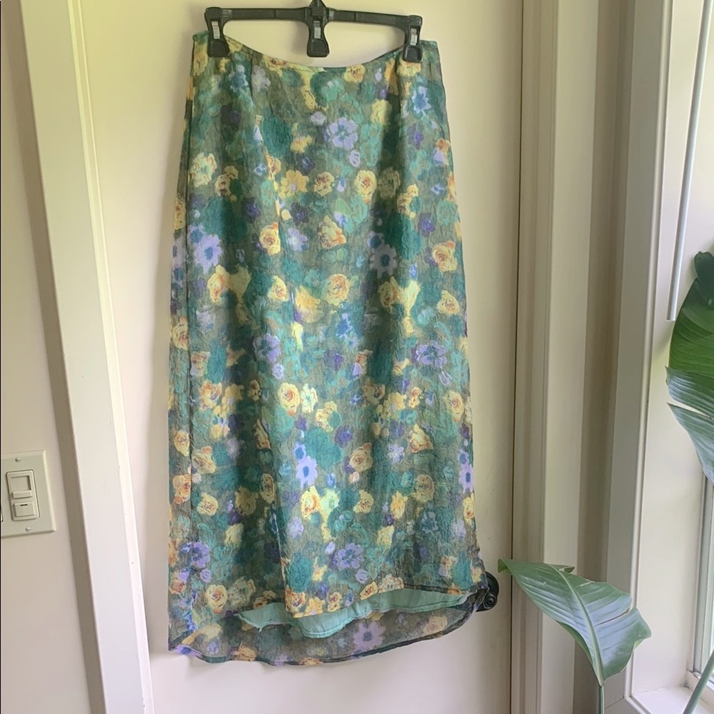 Vintage Free People Midi Floral Skirt